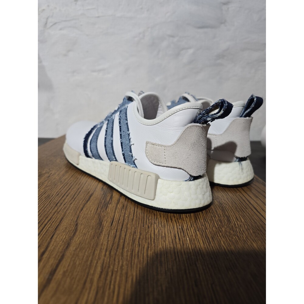 adidas NMD R1 Denim Pack Premium White Leather Raw Denim - Men's 11.5 - Picture 4 of 5